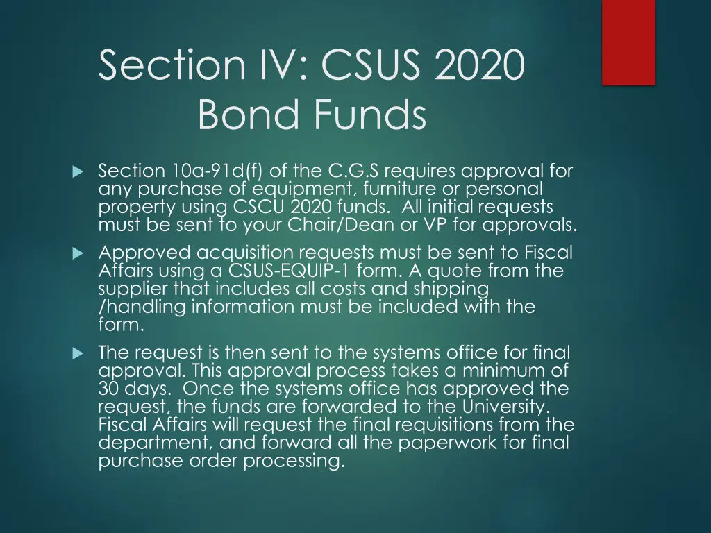 section iv csus 2020 bond funds