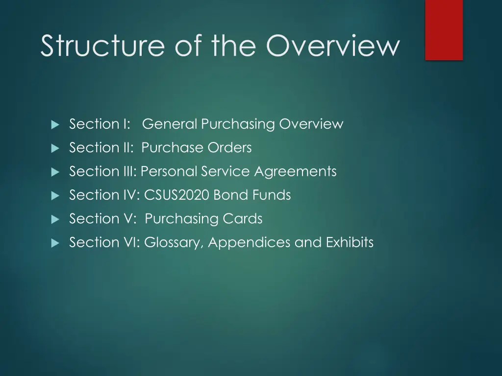 structure of the overview