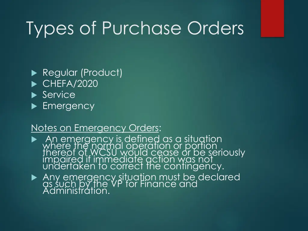 types of purchase orders