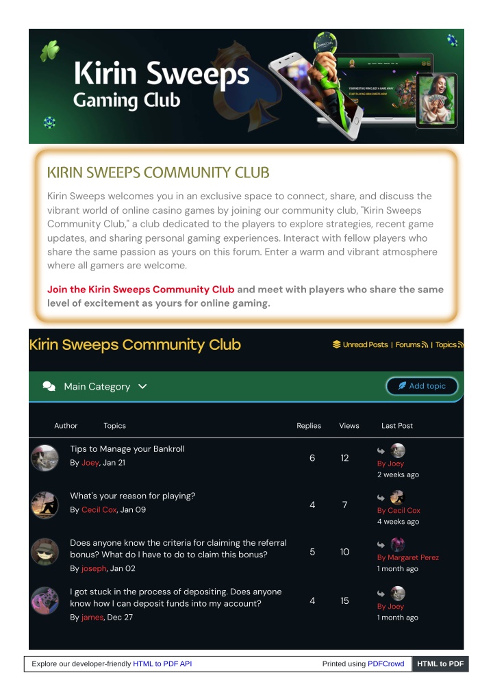 kirin sweeps community club