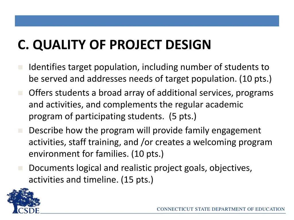 c quality of project design