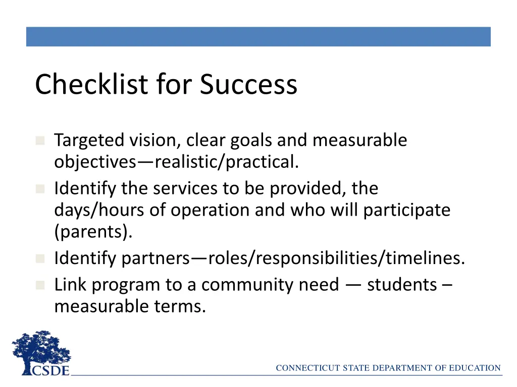 checklist for success