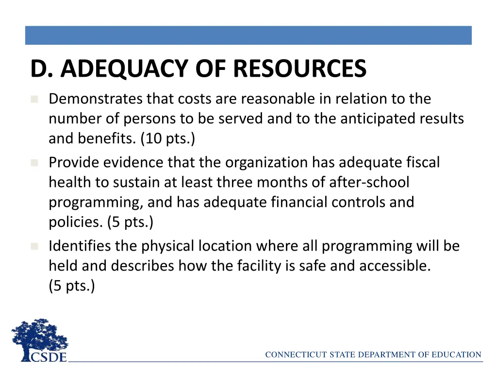 d adequacy of resources 1