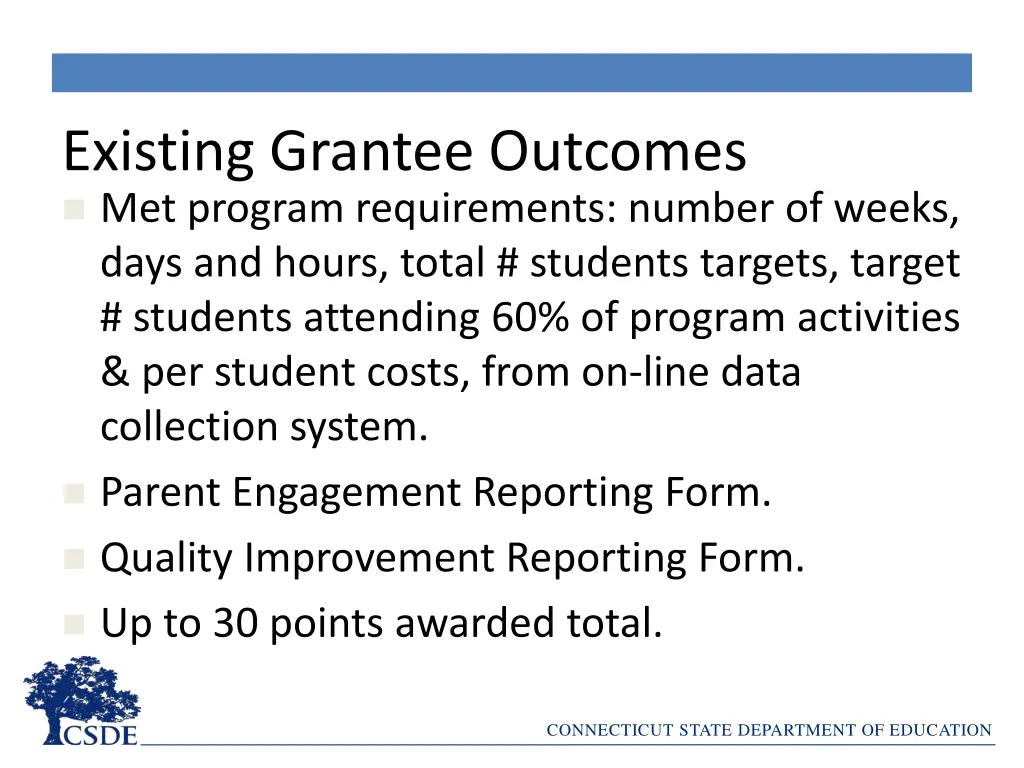 existing grantee outcomes