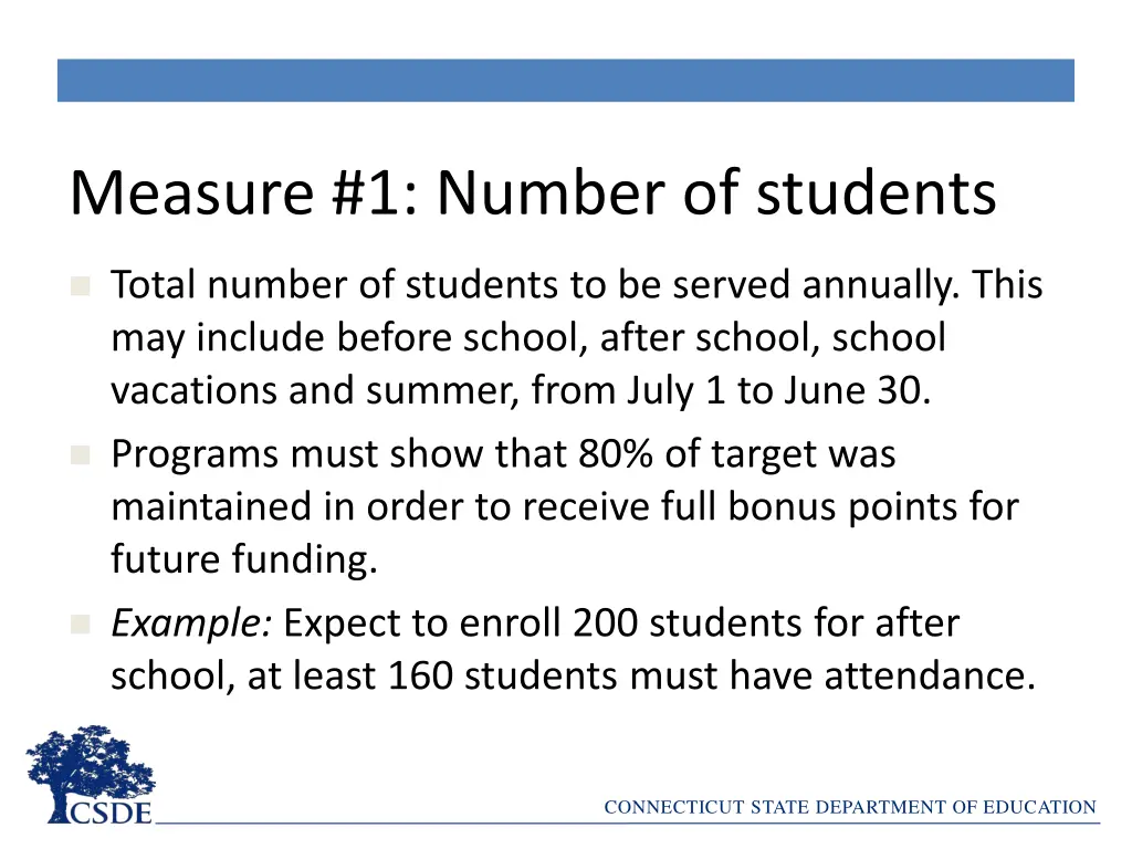 measure 1 number of students