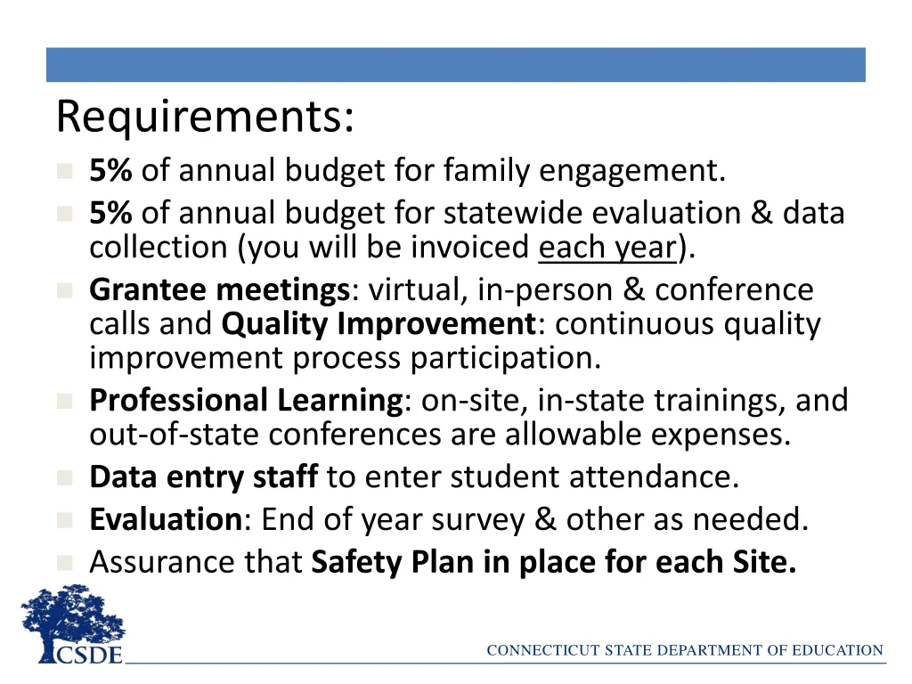 requirements 5 of annual budget for family