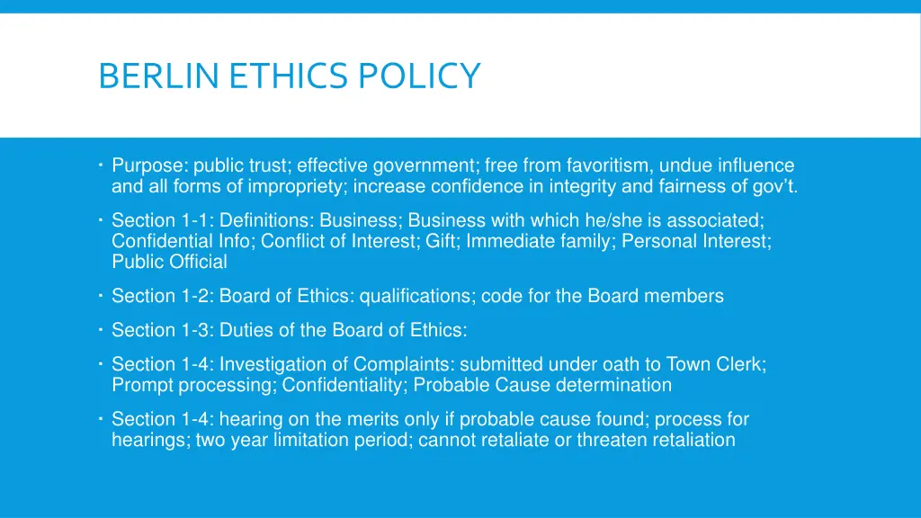 berlin ethics policy