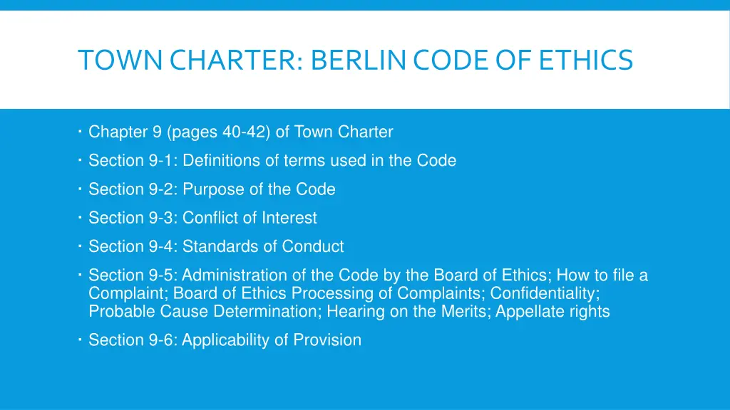 town charter berlin code of ethics