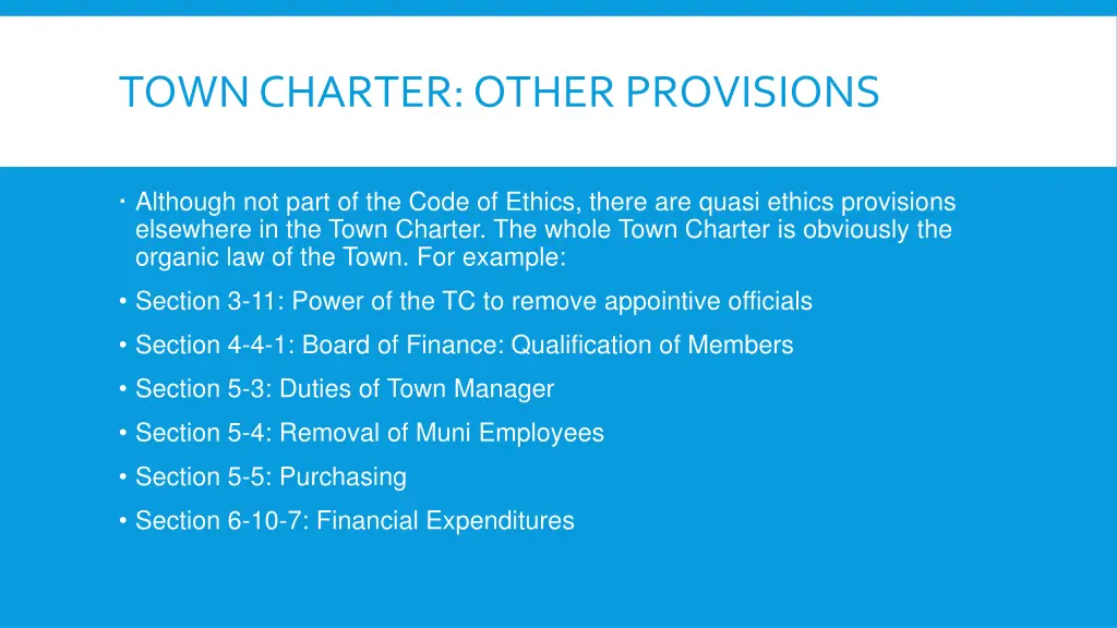 town charter other provisions