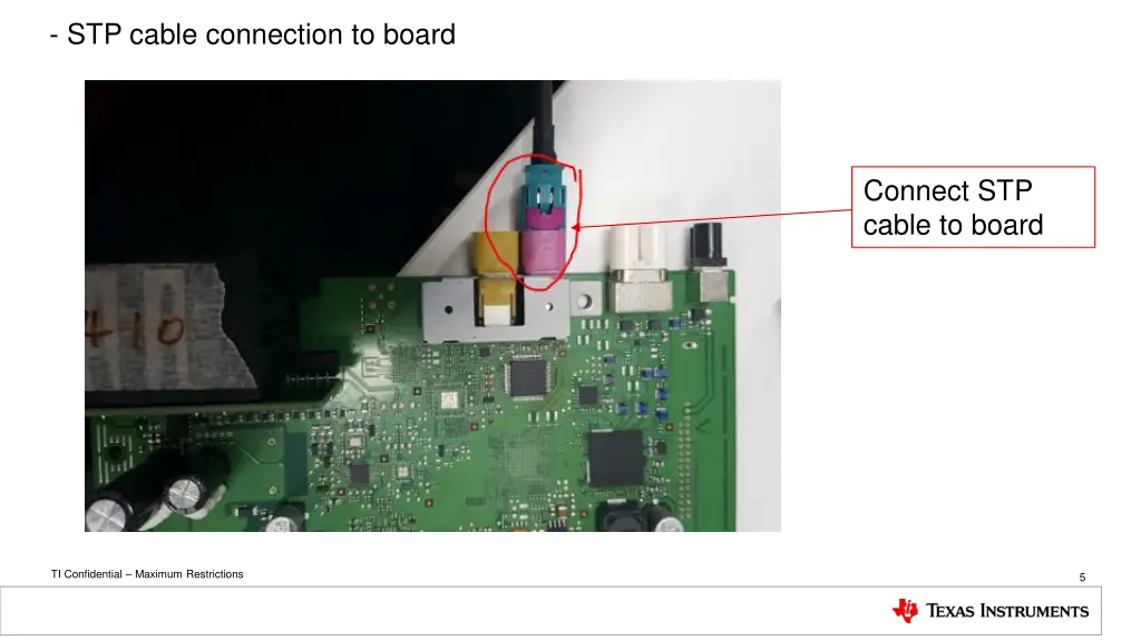 stp cable connection to board