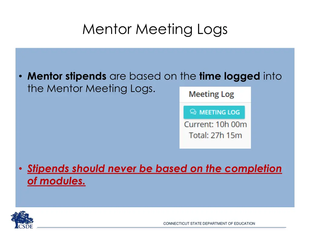 mentor meeting logs