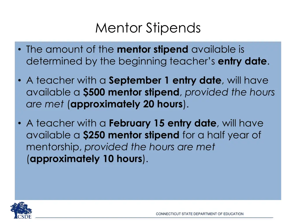 mentor stipends