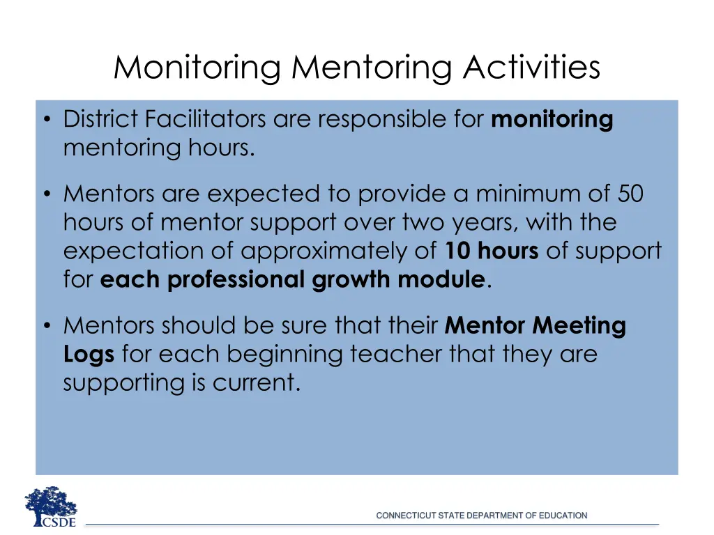 monitoring mentoring activities