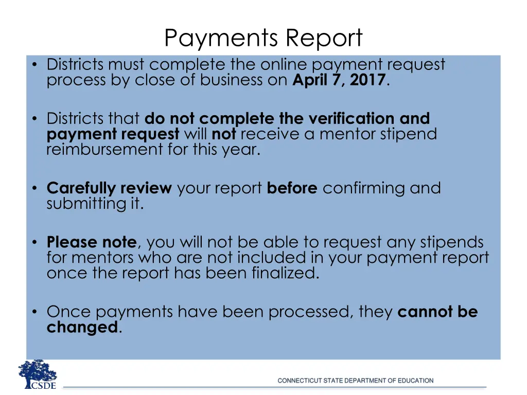 payments report 6