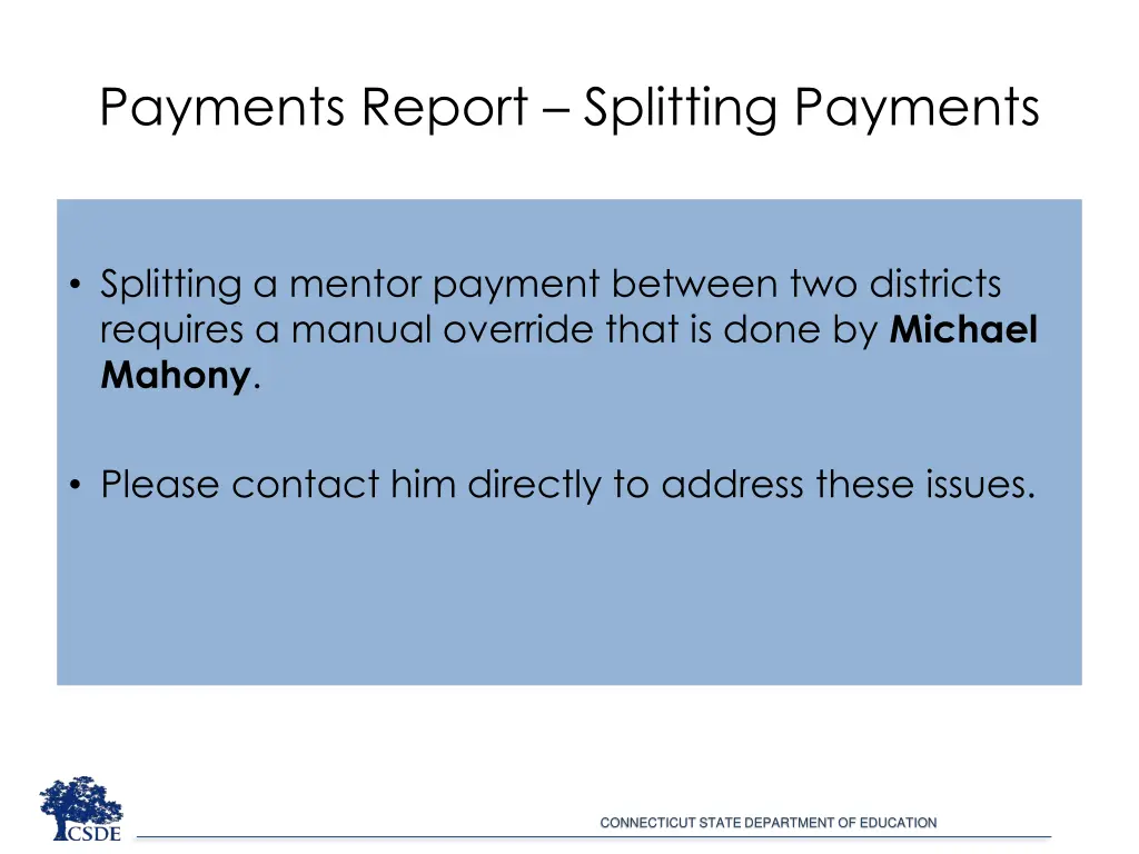 payments report splitting payments