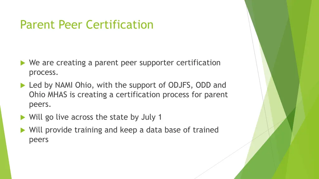 parent peer certification