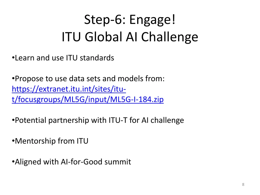 step 6 engage itu global ai challenge