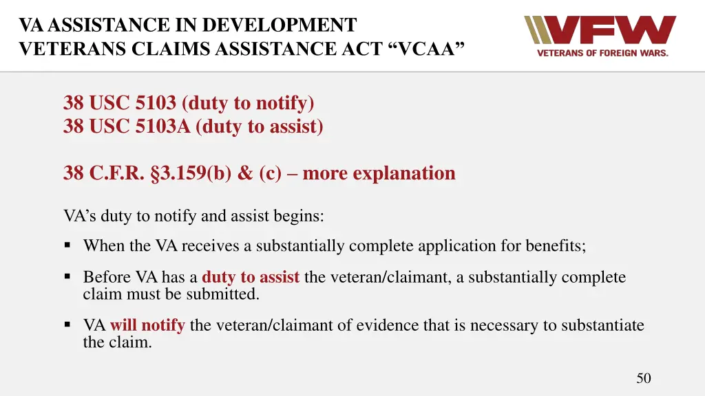 va assistance in development veterans claims