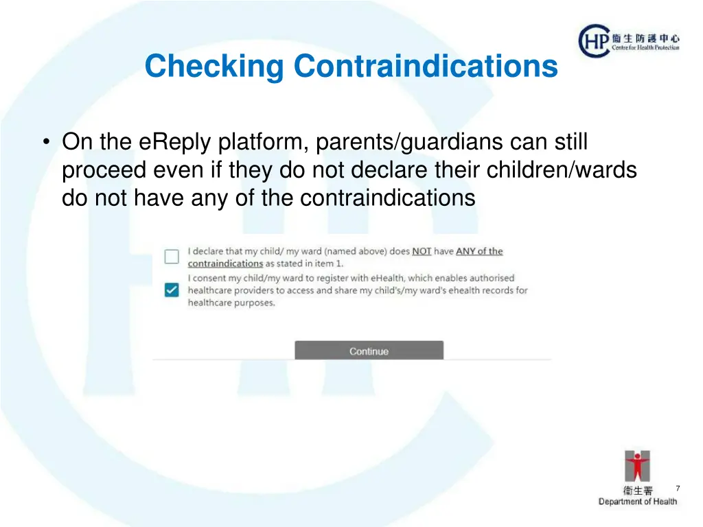 checking contraindications