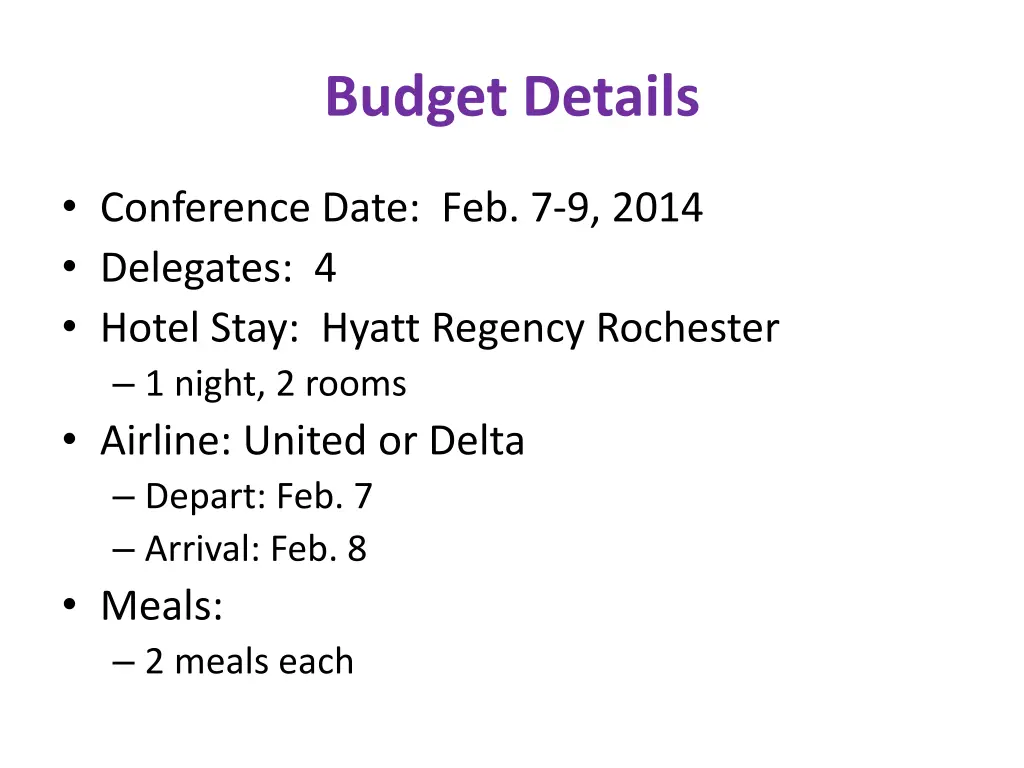 budget details