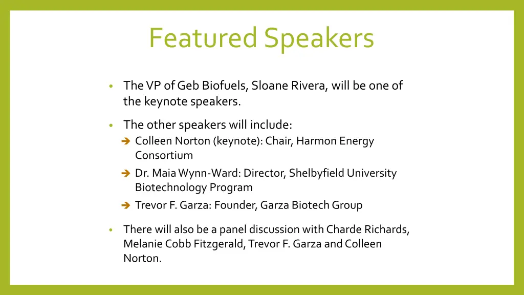 featured speakers