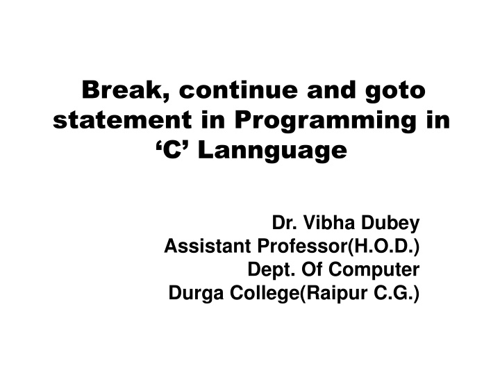 break continue and goto statement in programming