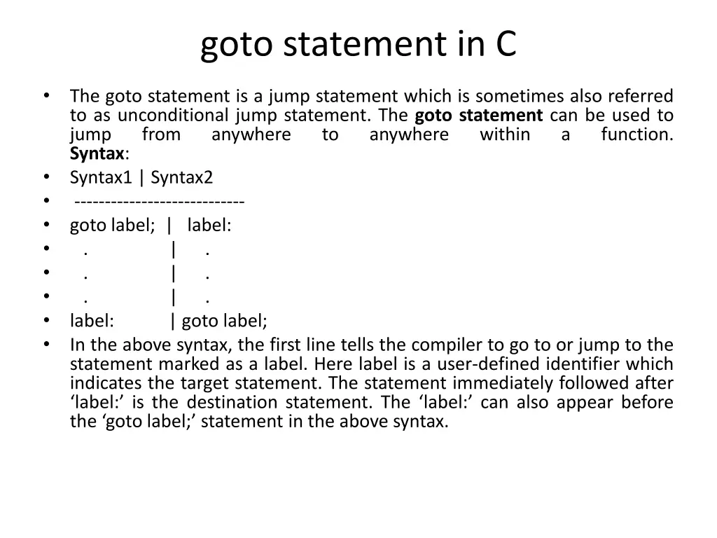 goto statement in c