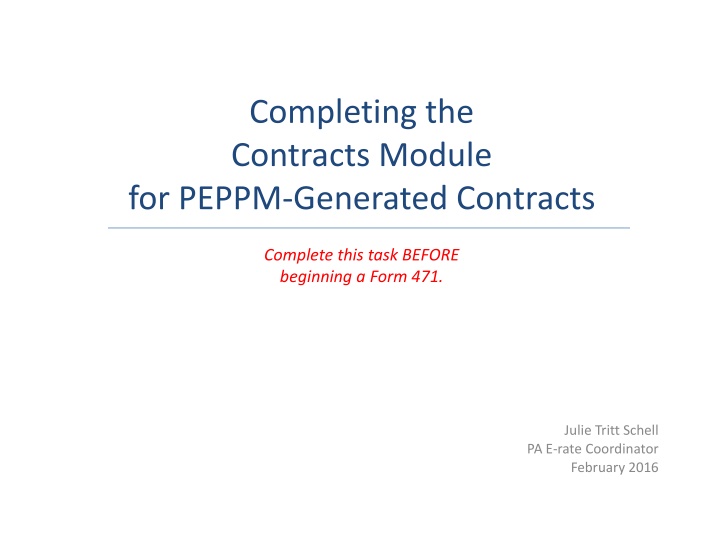 completing the contracts module for peppm