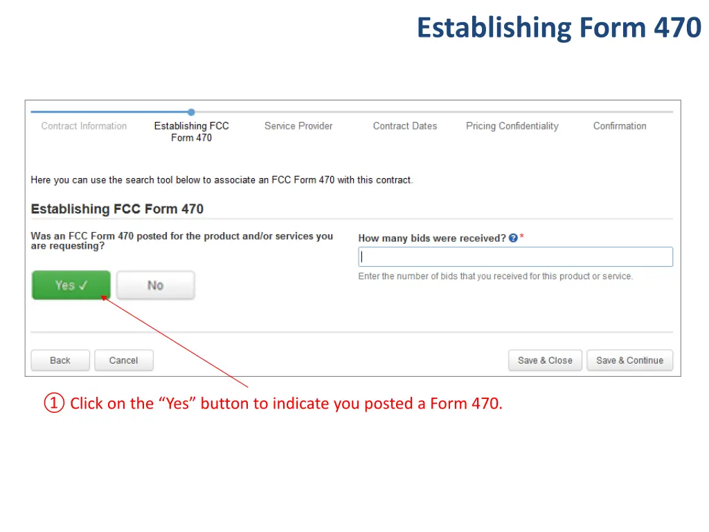 establishing form 470 1