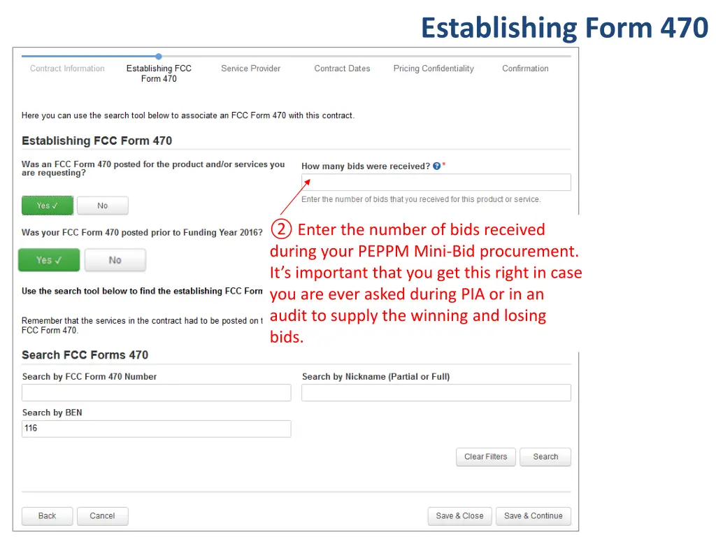 establishing form 470 2