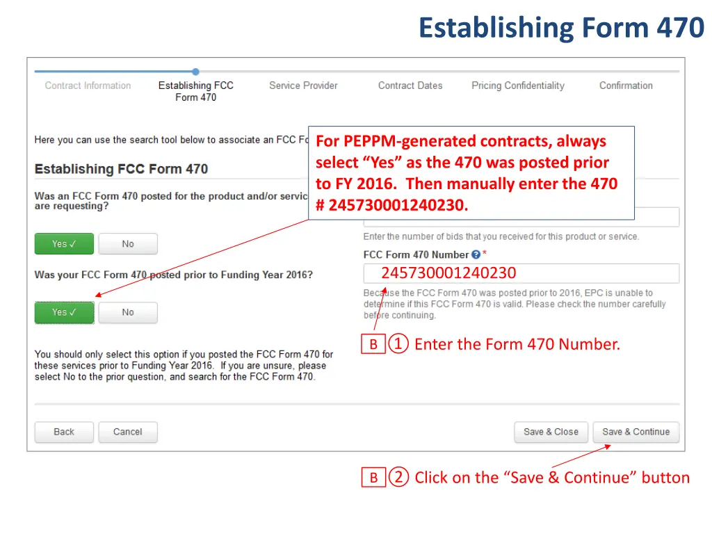 establishing form 470 3