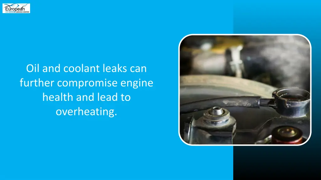 oil and coolant leaks can further compromise