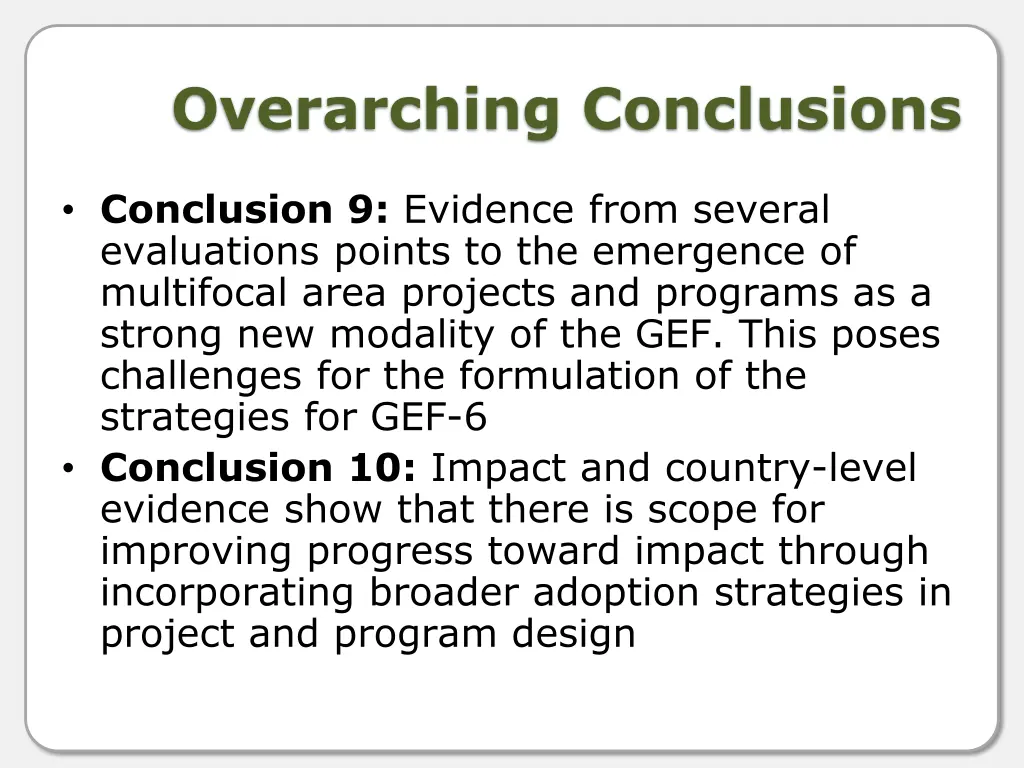 overarching conclusions