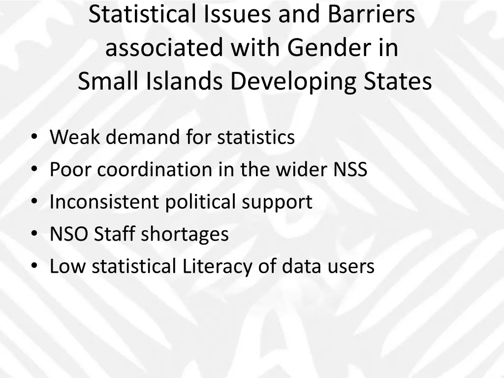 statistical issues and barriers associated with