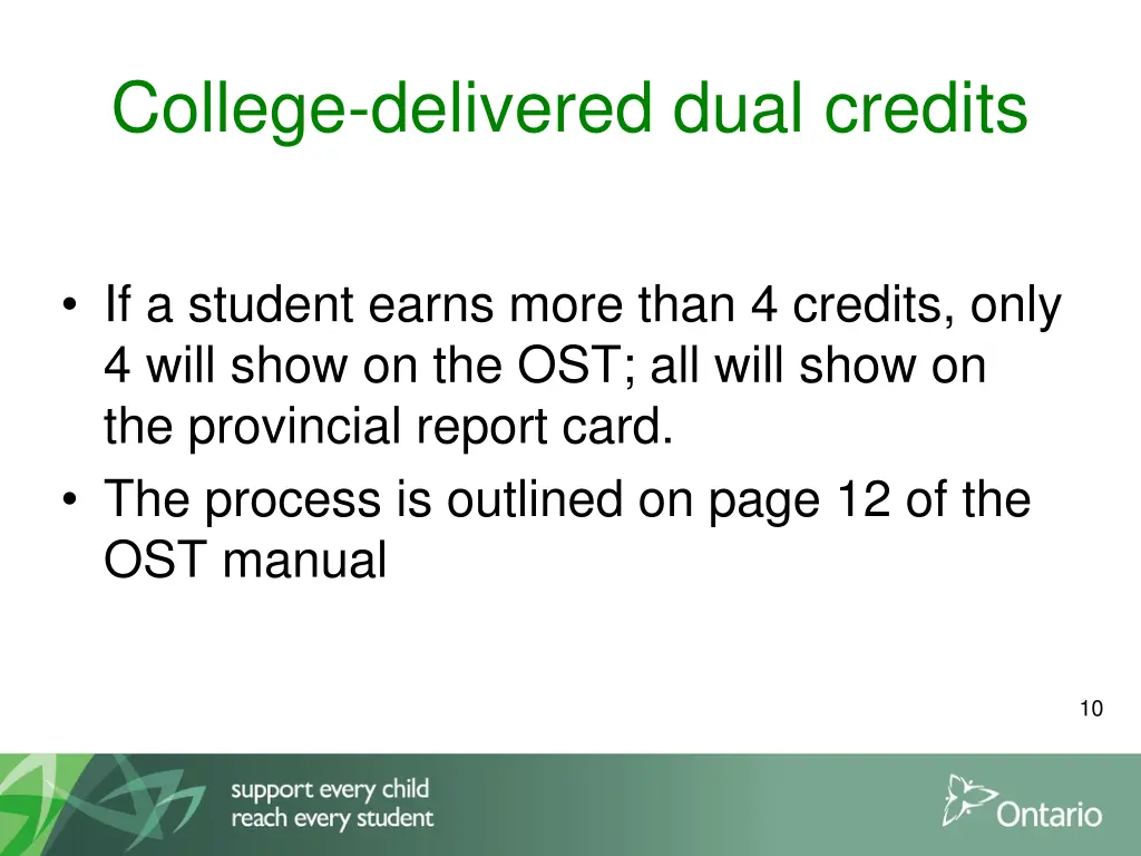 college delivered dual credits 2