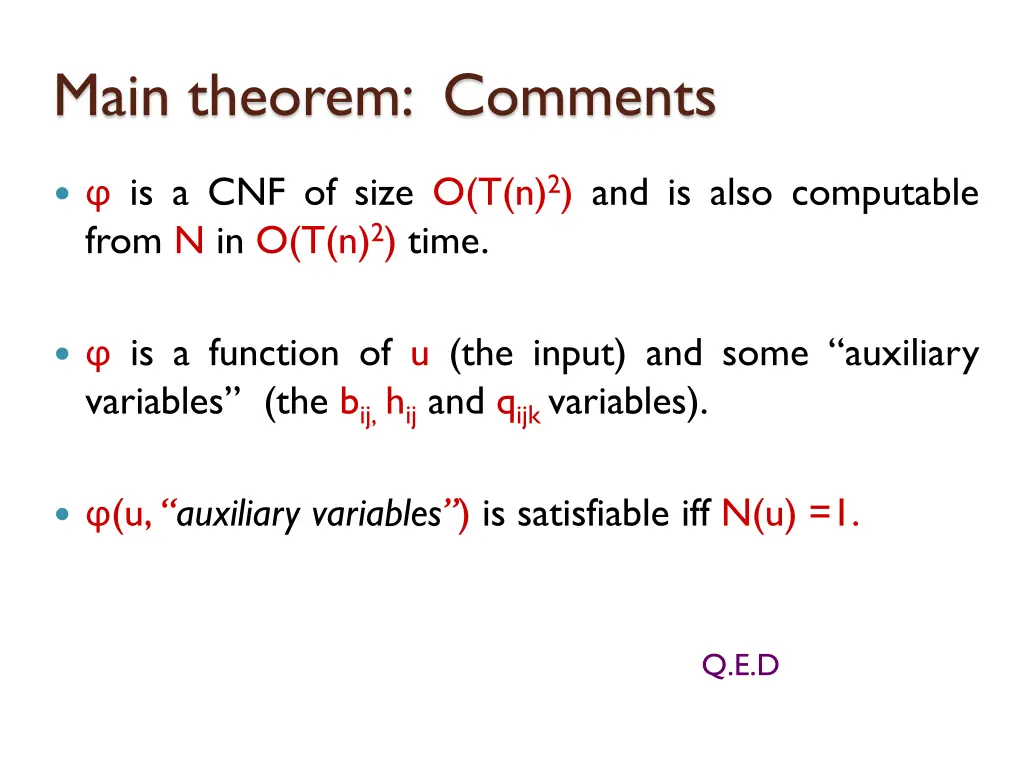 main theorem comments