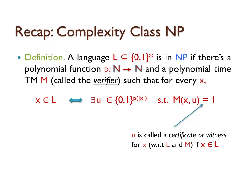 recap complexity class np