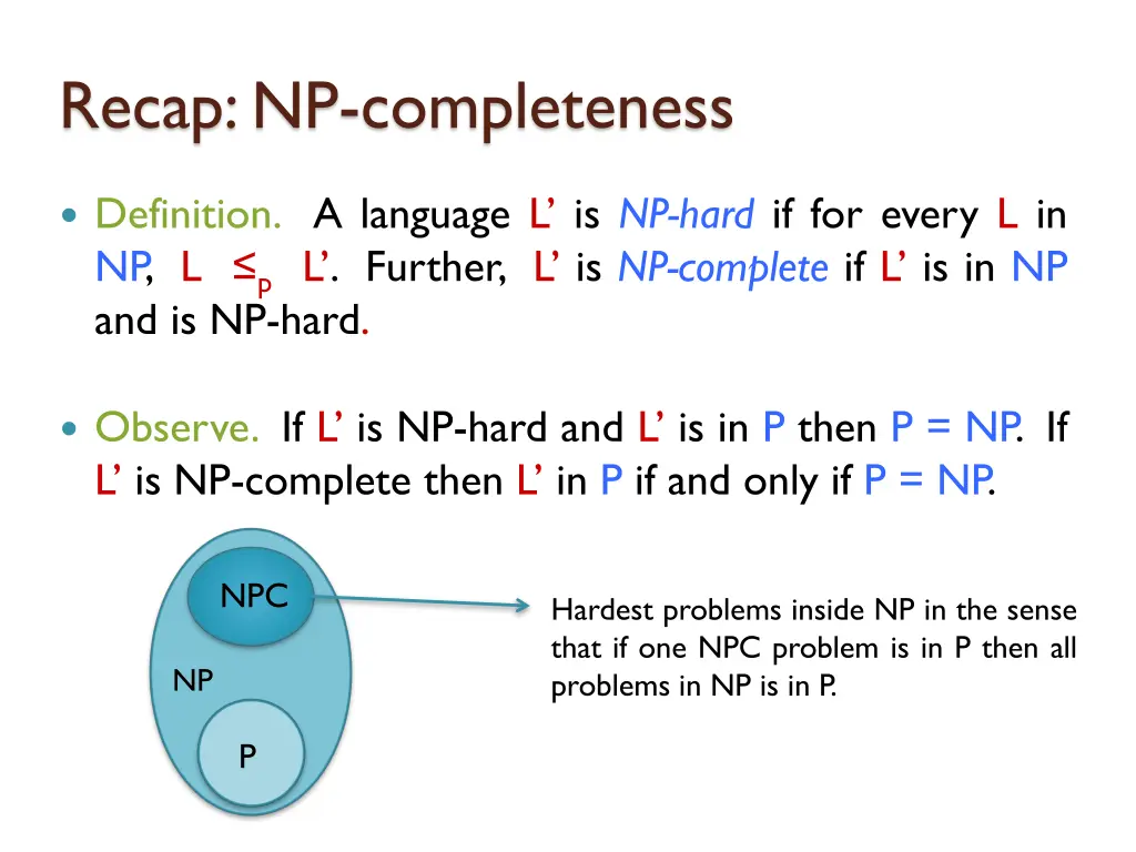 recap np completeness