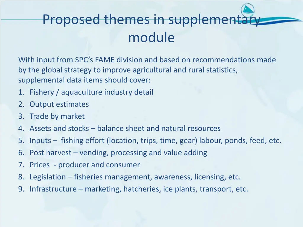 proposed themes in supplementary module