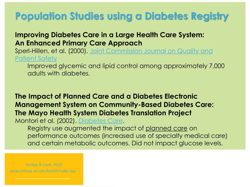 population studies using a diabetes registry