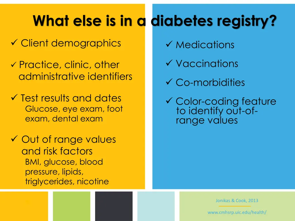 what else is in a diabetes registry