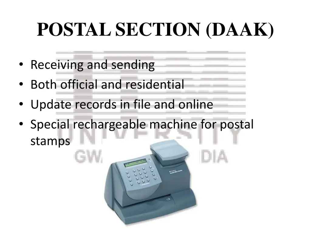 postal section daak