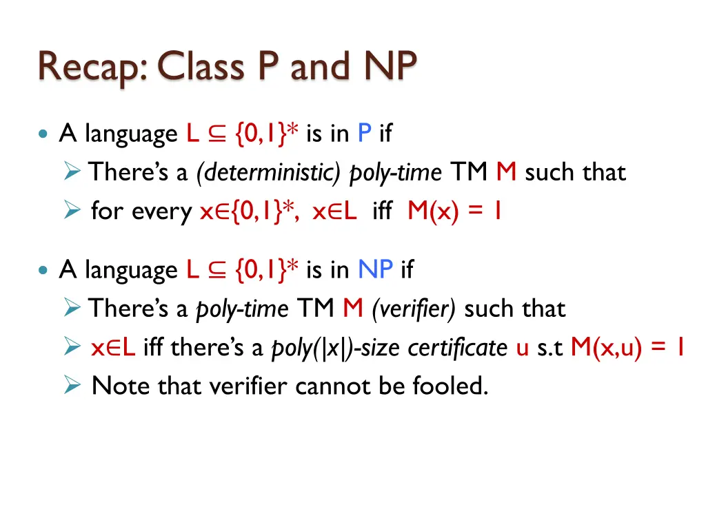 recap class p and np