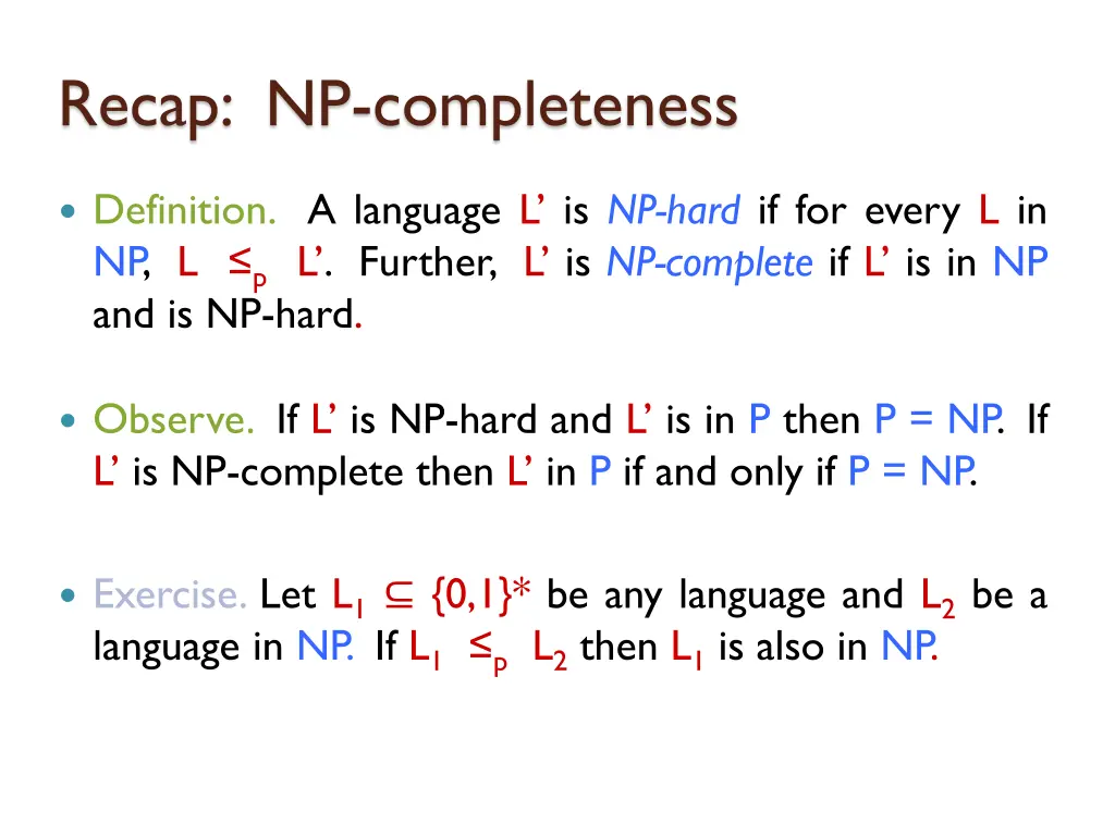 recap np completeness 1
