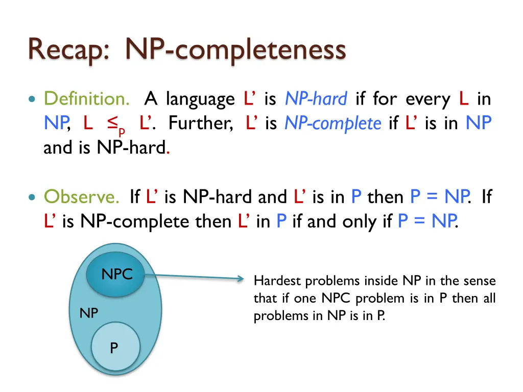 recap np completeness