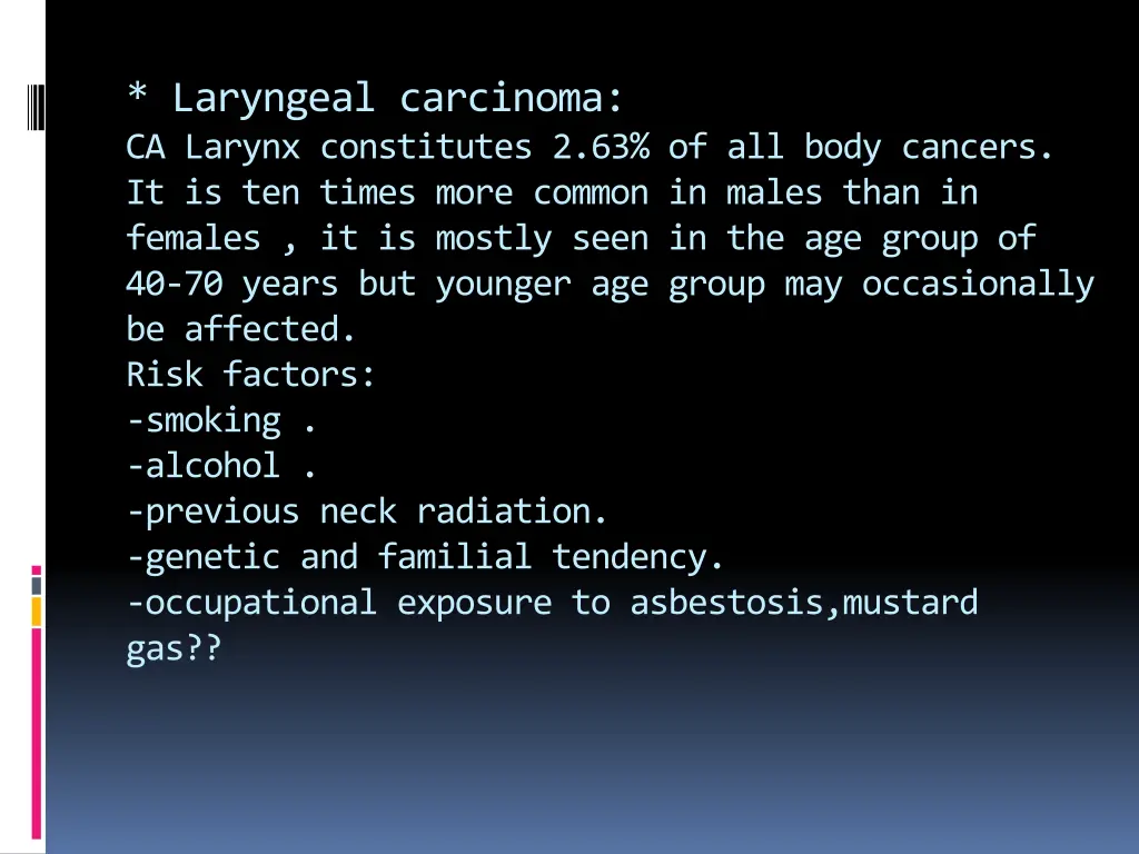 laryngeal carcinoma ca larynx constitutes