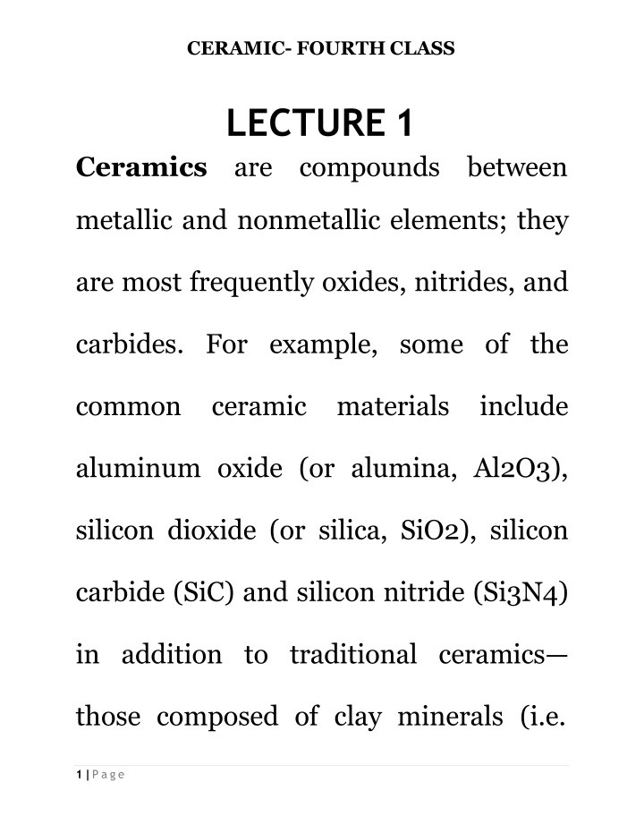 ceramic fourth class