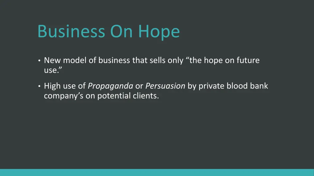 business on hope