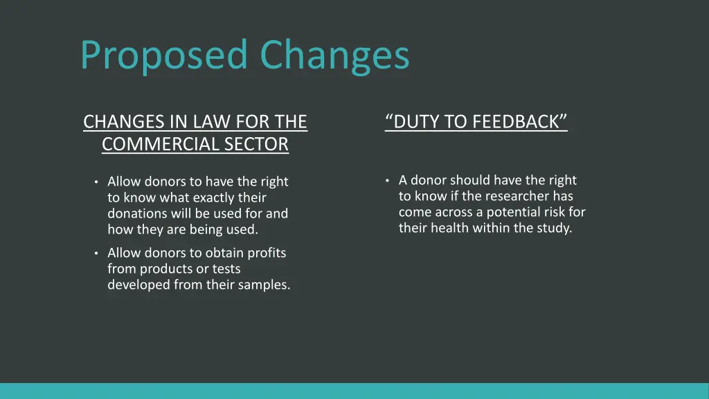 proposed changes