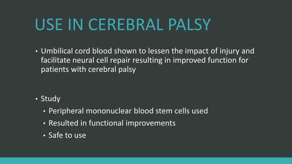 use in cerebral palsy
